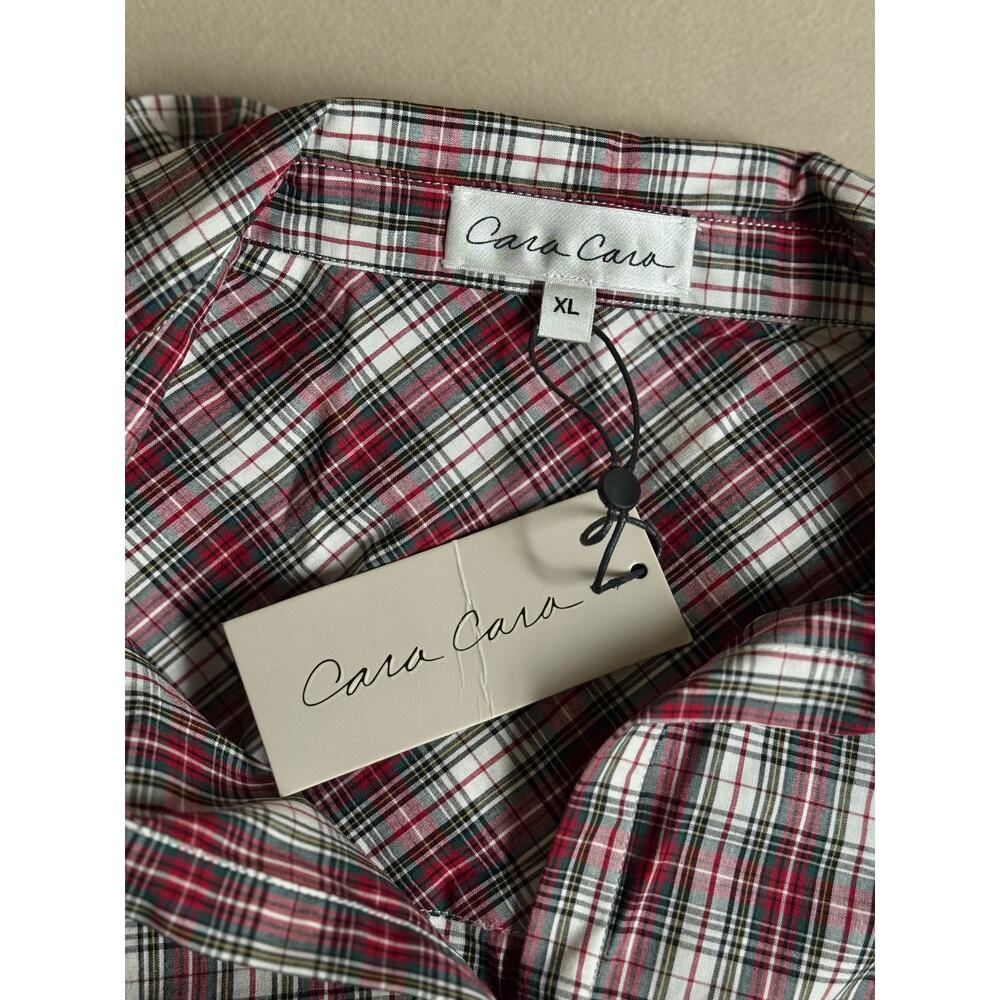 NWT Cara Cara Tartan Plaid Turtledove Hutton Tartan Cropped Top Red White XL - Picture 6 of 6
